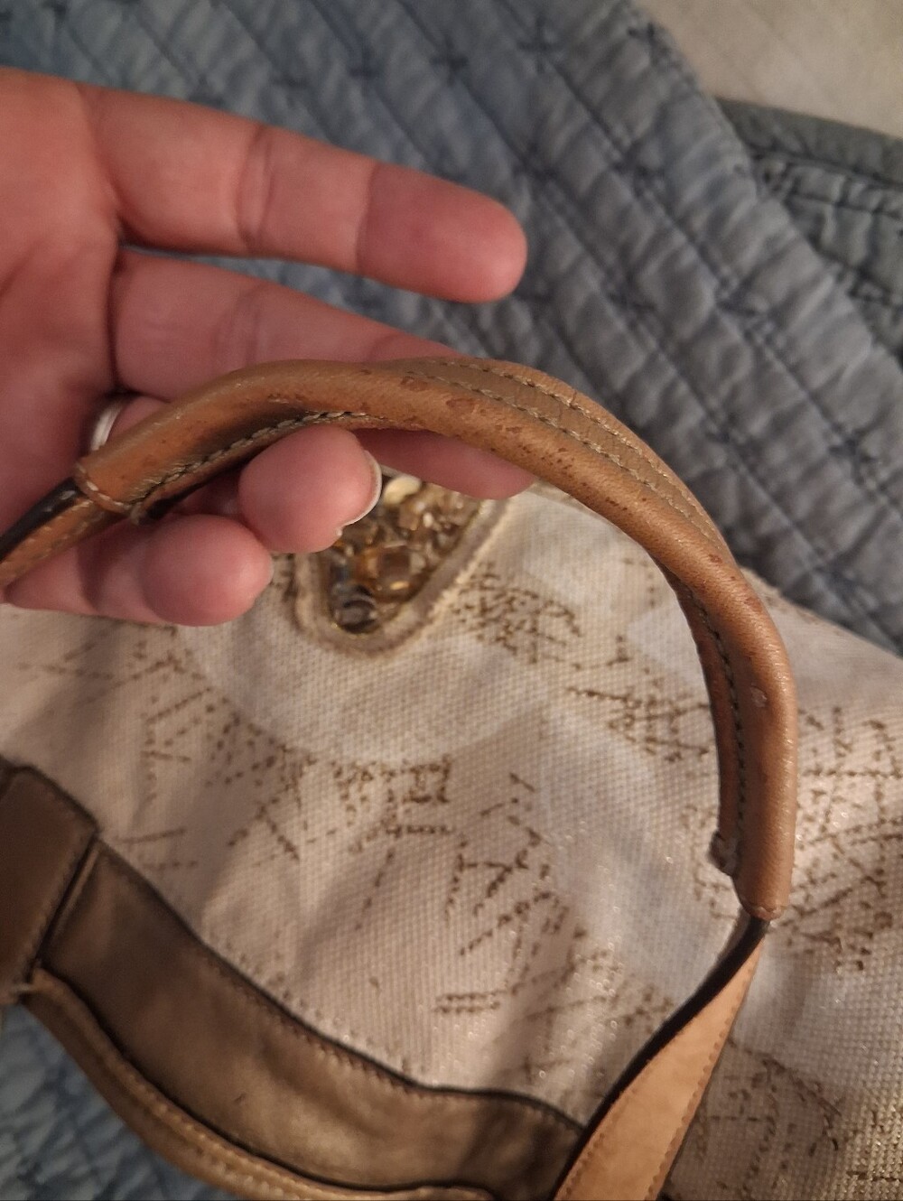 Coach Star Fish Embellished Beige Canvas Tote Bag with Gold Hardware - Picture 14 of 16